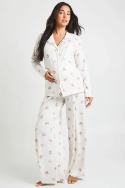 Ensemble De Pyjama De Maternité Chemise Et Pantalon Imprimé Ours
