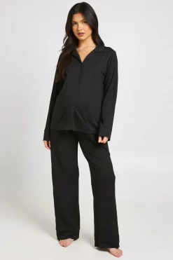 Ensemble De Pyjama De Maternité En Coton Doux Avec Chemise Boutonnée Et Pantalon