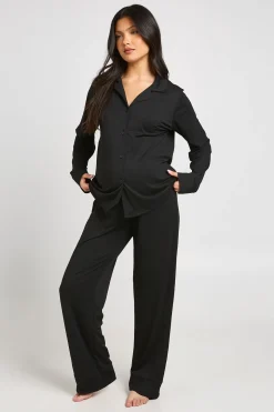 Ensemble De Pyjama De Maternité En Coton Doux Avec Chemise Boutonnée Et Pantalon