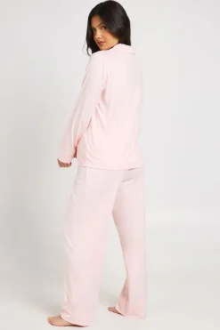 boohoo Ensemble De Pyjama De Maternité Chemise Boutonnée Et Pantalon En Coton Doux<Femme Pyjamas
