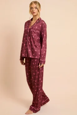 Ensemble De Pyjama En Jersey À Manches Longues Motif Cerises