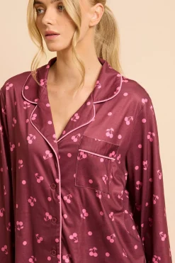 Ensemble De Pyjama En Jersey À Manches Longues Motif Cerises