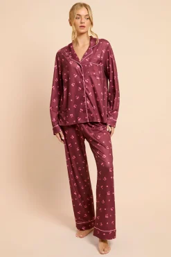Ensemble De Pyjama En Jersey À Manches Longues Motif Cerises