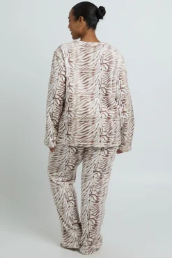 boohoo Ensemble De Pyjama En Polaire Imprimé Grande Taille<Femme Zebra Print|Pyjamas