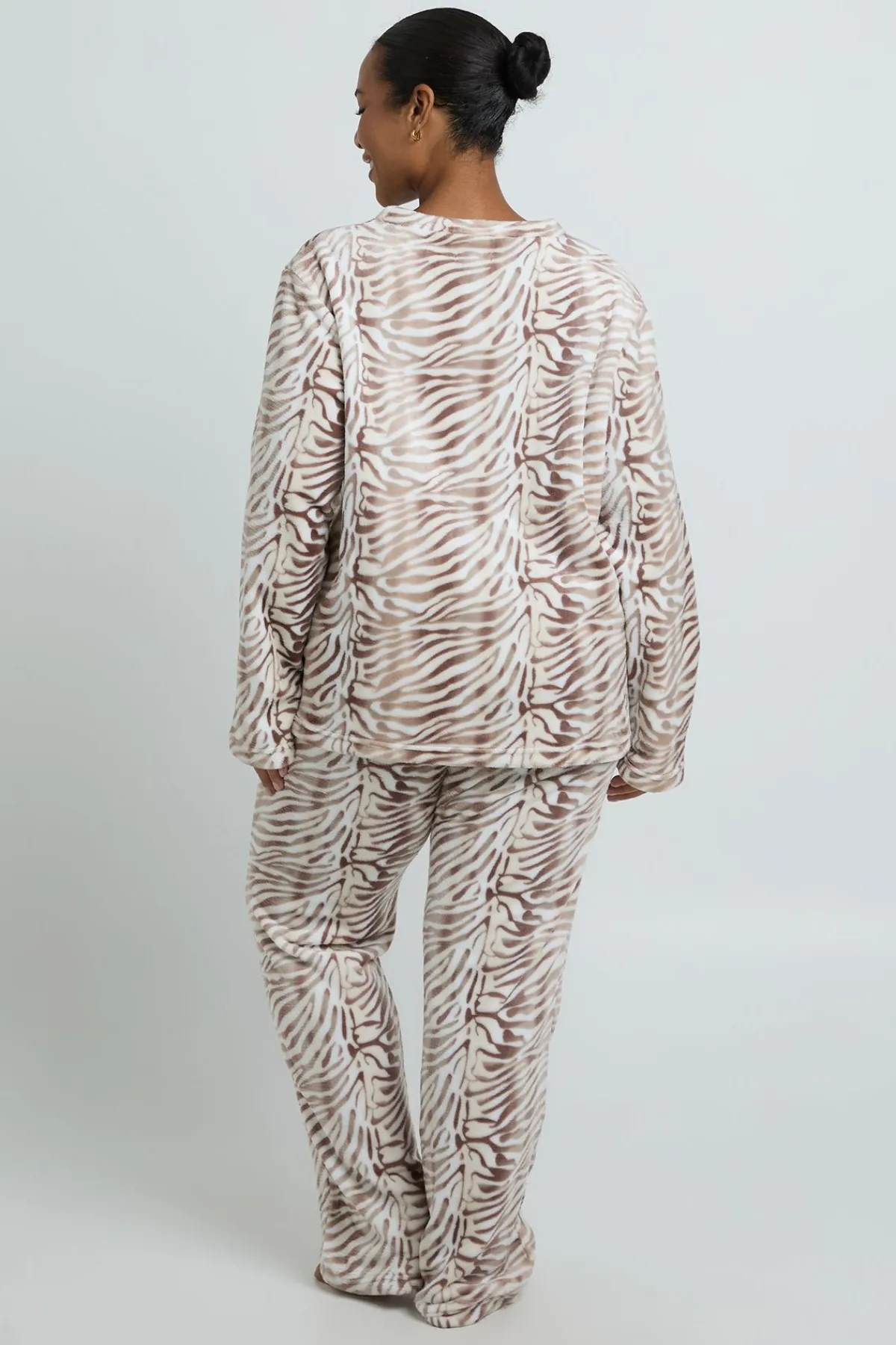 boohoo Ensemble De Pyjama En Polaire Imprimé Grande Taille<Femme Zebra Print|Pyjamas