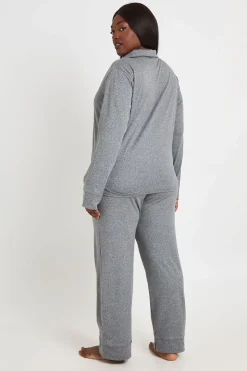 Ensemble De Pyjama Grande Taille Chemise Boutonnée Et Pantalon En Tissu Doux Au Toucher