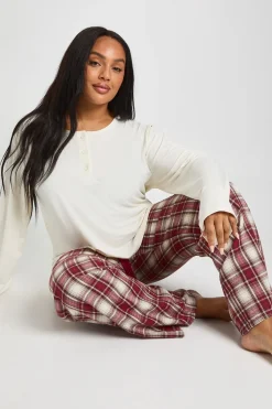 boohoo Ensemble De Pyjama Grande Taille Haut À Manches Longues Boutonné Et Pantalon À Carreaux Vichy Toucher Doux<Femme Pyjamas