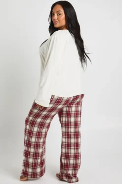 boohoo Ensemble De Pyjama Grande Taille Haut À Manches Longues Boutonné Et Pantalon À Carreaux Vichy Toucher Doux<Femme Pyjamas