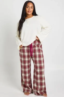 boohoo Ensemble De Pyjama Grande Taille Haut À Manches Longues Boutonné Et Pantalon À Carreaux Vichy Toucher Doux<Femme Pyjamas