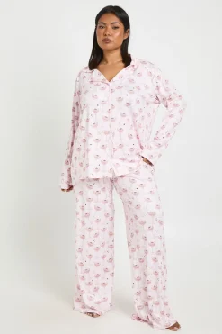 boohoo Ensemble De Pyjama Grande Taille Chemise À Manches Longues Et Pantalon Imprimé Martinis<Femme Pyjamas