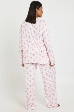boohoo Ensemble De Pyjama Grande Taille Chemise À Manches Longues Et Pantalon Imprimé Martinis<Femme Pyjamas