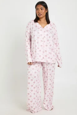 boohoo Ensemble De Pyjama Grande Taille Chemise À Manches Longues Et Pantalon Imprimé Martinis<Femme Pyjamas