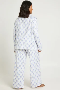 Ensemble De Pyjama Grande Taille À Manches Longues Avec Chemise Et Pantalon Imprimé Nœuds