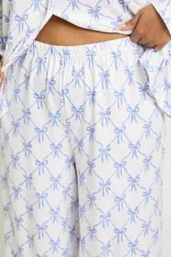 Ensemble De Pyjama Grande Taille À Manches Longues Avec Chemise Et Pantalon Imprimé Nœuds