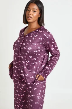 boohoo Ensemble De Pyjama Grande Taille Chemise À Manches Longues Et Pantalon À Imprimé Cœurs<Femme Pyjamas