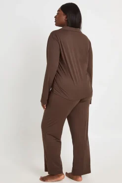 Ensemble De Pyjama Grande Taille Chemise Boutonnée Et Pantalon Toucher Doux