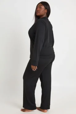 Ensemble De Pyjama Grande Taille Chemise Boutonnée Et Pantalon En Tissu Doux Au Toucher
