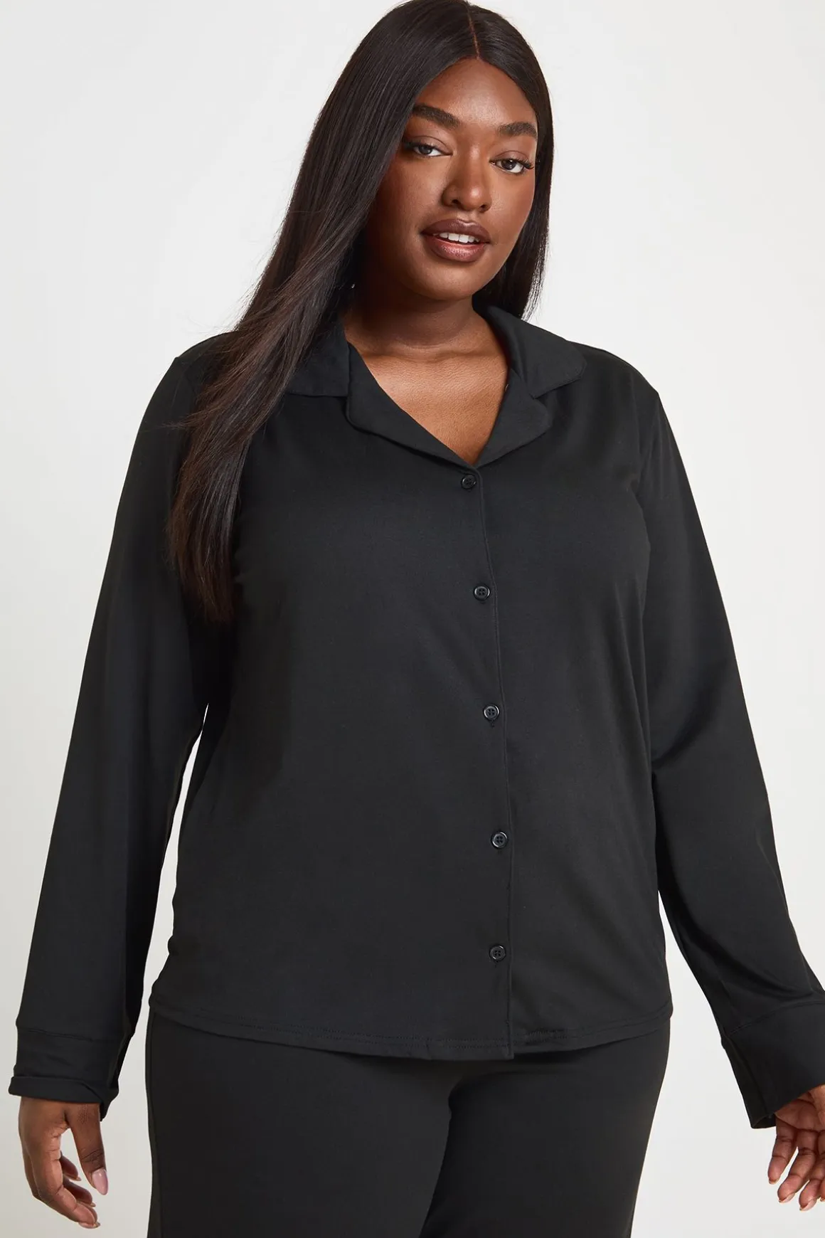 Ensemble De Pyjama Grande Taille Chemise Boutonnée Et Pantalon En Tissu Doux Au Toucher