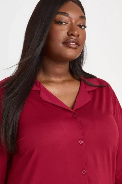 Ensemble De Pyjama Grande Taille Toucher Doux Chemise Boutonnée Et Pantalon