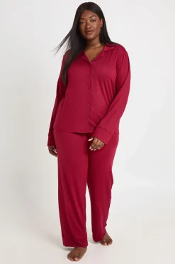 Ensemble De Pyjama Grande Taille Toucher Doux Chemise Boutonnée Et Pantalon