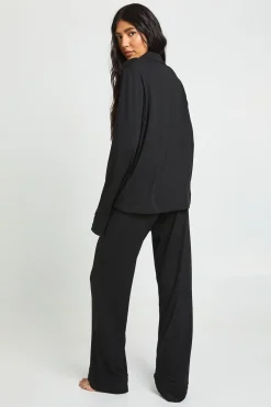 Ensemble De Pyjama Grande Taille Chemise Boutonnée Et Pantalon En Tissu Doux Au Toucher