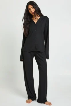 Ensemble De Pyjama Grande Taille Chemise Boutonnée Et Pantalon En Tissu Doux Au Toucher