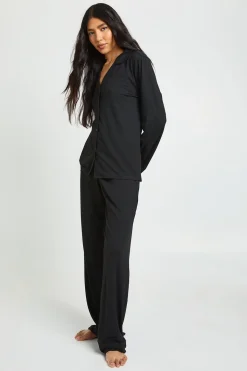 Ensemble De Pyjama Grande Taille Chemise Boutonnée Et Pantalon En Tissu Doux Au Toucher