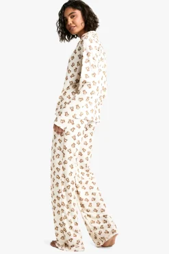 Ensemble De Pyjama Haut À Manches Longues Et Pantalon Imprimé Ours Grande Taille