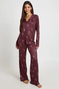 Ensemble De Pyjama Haut À Manches Longues Et Pantalon Imprimé Nœuds
