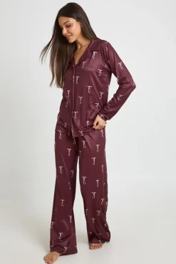 Ensemble De Pyjama Haut À Manches Longues Et Pantalon Imprimé Nœuds