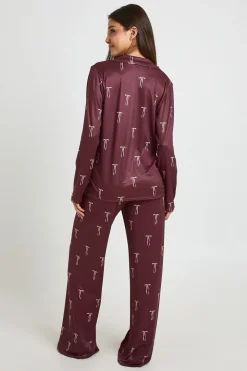 Ensemble De Pyjama Haut À Manches Longues Et Pantalon Imprimé Nœuds