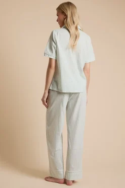 Ensemble De Pyjama À Manches Courtes À Carreaux Vichy Avec Boutonnage
