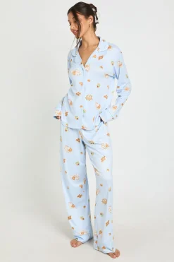 Ensemble De Pyjama À Manches Longues Et Pantalon Avec Imprimé Petit-déjeuner Et Détails Passepoilés