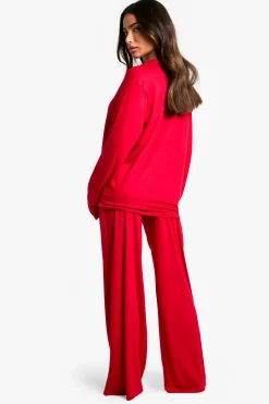 boohoo Ensemble De Pyjama Petite Avec Haut À Manches Longues Et Pantalon<Femme Pyjamas
