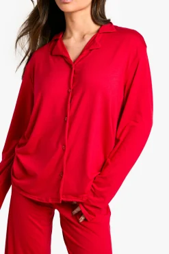 boohoo Ensemble De Pyjama Petite Avec Haut À Manches Longues Et Pantalon<Femme Pyjamas