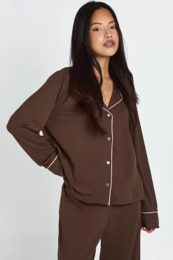 Ensemble De Pyjama Petite Chemise À Manches Longues Et Pantalon En Mousseline Imprimé Ours