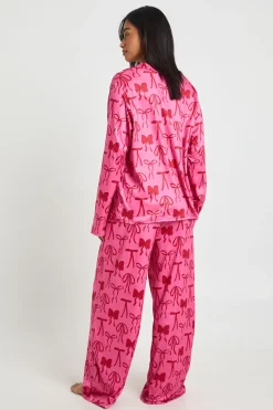 Ensemble De Pyjama Petite Taille Haut À Manches Longues Et Pantalon Imprimé Nœuds Mixtes