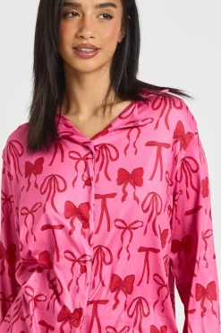 Ensemble De Pyjama Petite Taille Haut À Manches Longues Et Pantalon Imprimé Nœuds Mixtes