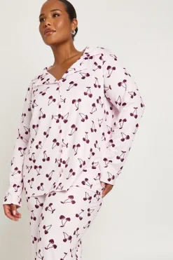 Ensemble de pyjama Plus imprimé cerise à manches longues et pantalon