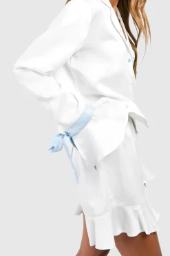 Ensemble de pyjama pour mariée Something Blue à manches longues – chemisier et short