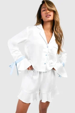 Ensemble de pyjama pour mariée Something Blue à manches longues – chemisier et short