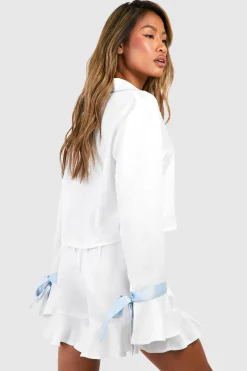 Ensemble de pyjama pour mariée Something Blue à manches longues – chemisier et short