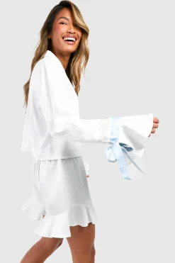 Ensemble de pyjama pour mariée Something Blue à manches longues – chemisier et short