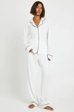 Ensemble De Pyjama Tall Chemise À Manches Longues Et Pantalon En Jersey Avec Détails Passepoilés