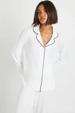 Ensemble De Pyjama Tall Chemise À Manches Longues Et Pantalon En Jersey Avec Détails Passepoilés