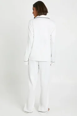 Ensemble De Pyjama Tall Chemise À Manches Longues Et Pantalon En Jersey Avec Détails Passepoilés