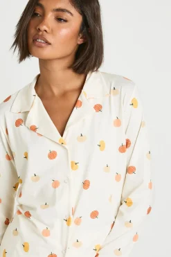 Ensemble De Pyjama Tall Chemise À Manches Longues Et Pantalon Imprimé Citrouilles Halloween