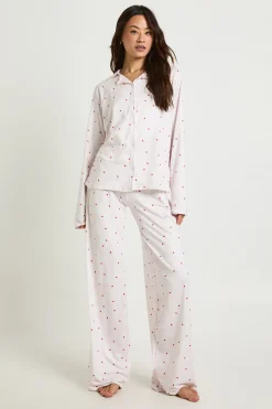 Ensemble De Pyjama Tall Haut À Manches Longues Et Pantalon Imprimé Nœuds Et Cœurs