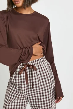 Ensemble De Pyjama Tall Haut À Manches Longues Et Pantalon Vichy Toucher Doux