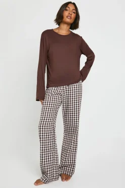 Ensemble De Pyjama Tall Haut À Manches Longues Et Pantalon Vichy Toucher Doux